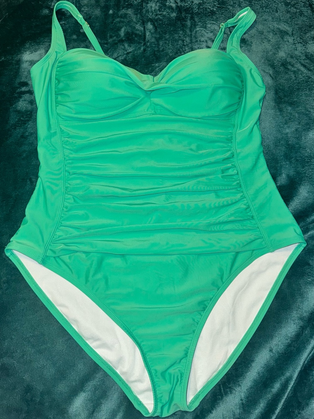 Liz Claiborne Bright Green Ruched One-Piece Swimsuit